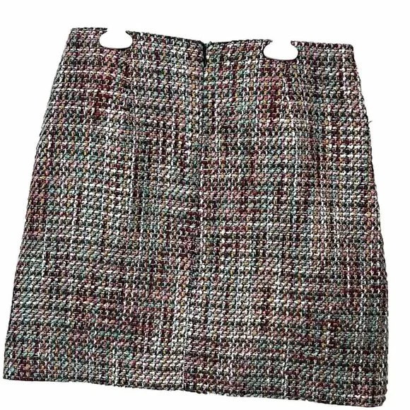 Loft Tweed Above Knee Skirt Womens Sz 2 Easter Career Wear Lined Mod Preppy - Picture 2 of 6